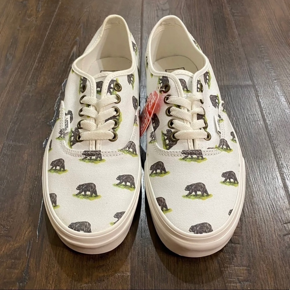 Vans Authentic‎ Outdoors Blanc de Blanc Bear Print Sneakers Size 9 Men - Picture 4 of 11